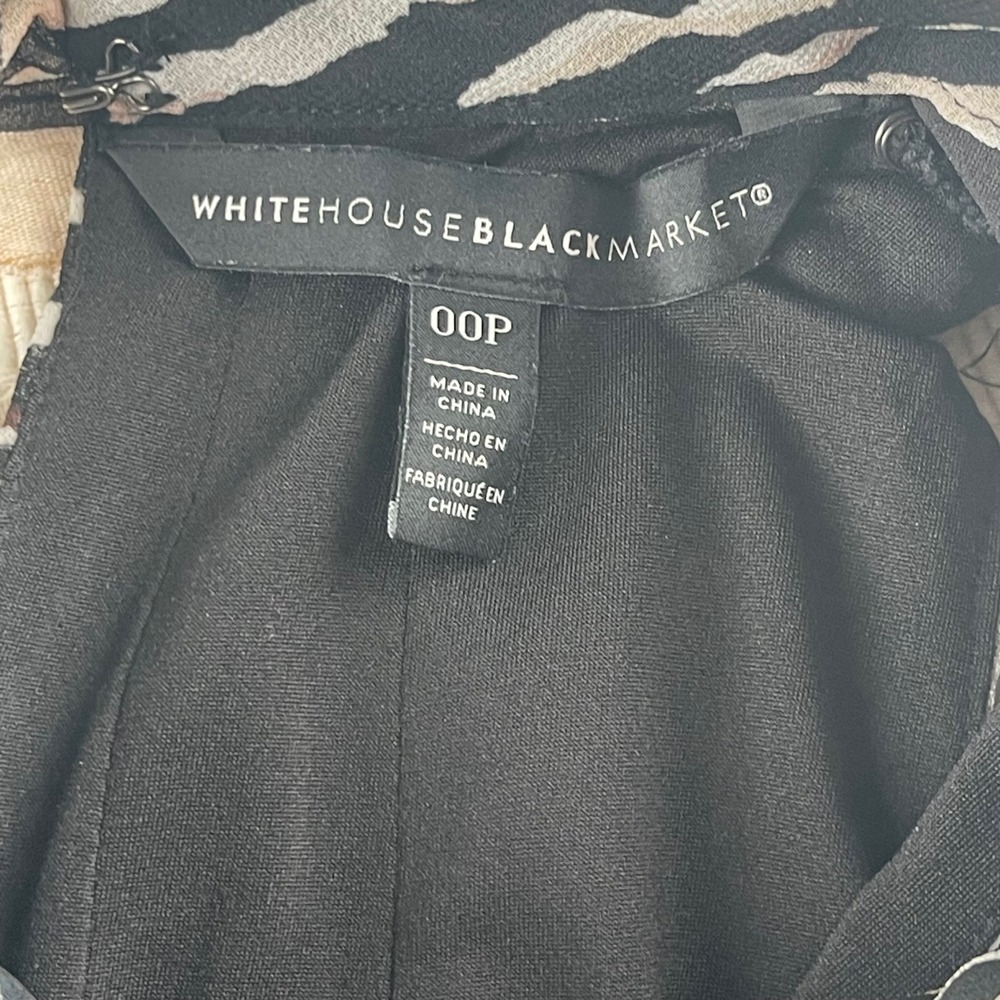 White House Black Market Zebra Print High-Low Midi Dress 00P Black White Tan - Picture 5 of 9